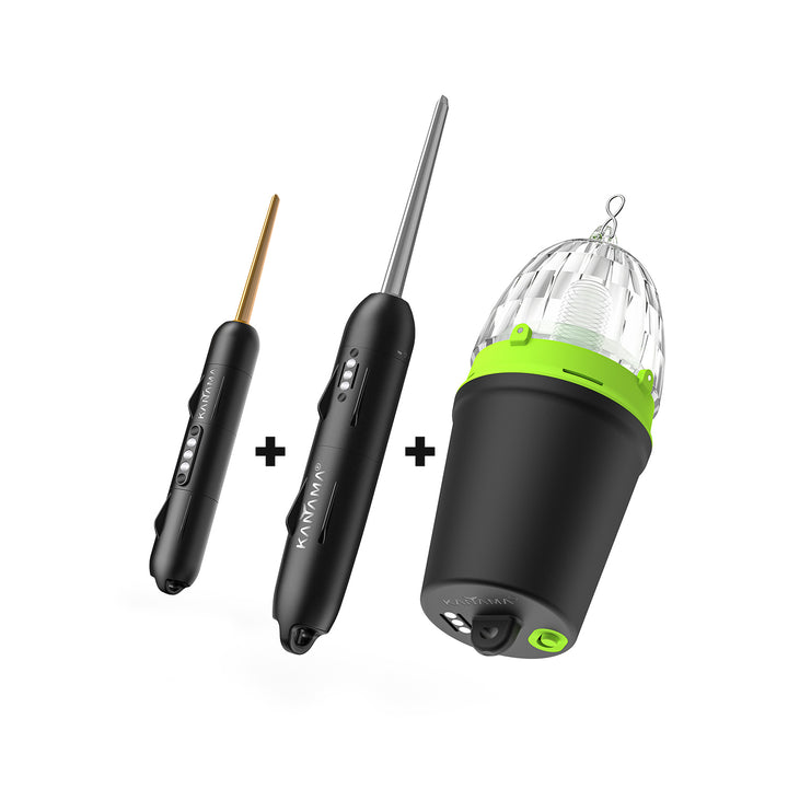 A Black Friday promotional bundle featuring a pair of Kanama electronic devices or tools, along with a Black Friday gift box valued at $58, available at a 45% discount.

The Kanama devices appear to be specialized lighting or illumination products, featuring sleek black bodies with green accent details and clear, dome-shaped enclosures or covers. 