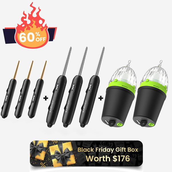 3 Mini baits + 3 Pro baits + 2 Smart fishing lights with 60% off discount, includes free Black Friday gift box with accessories